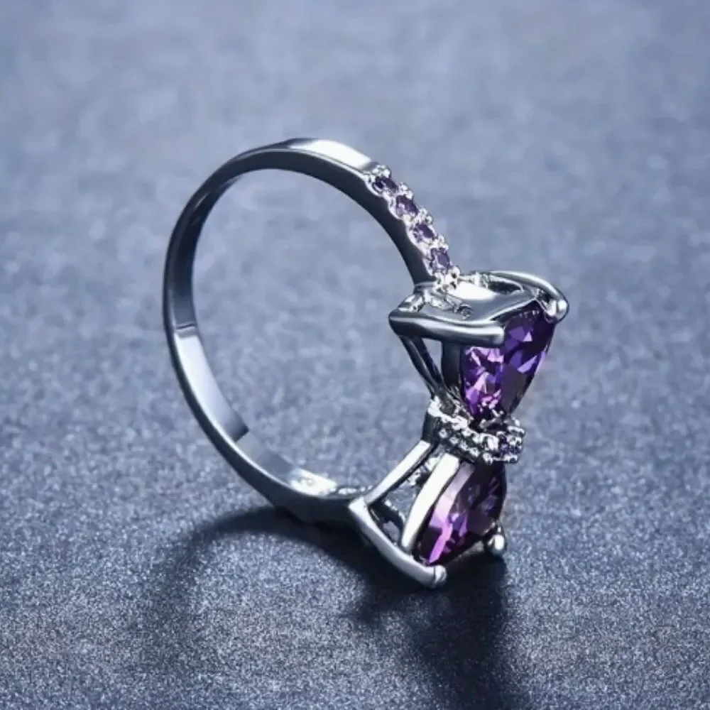 ✨💜 Cute  Bow Knot Purple Zircon Ring ✨ 💜 ✨